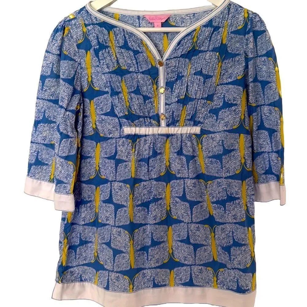 Lilly Pulitzer Egan Tunic – Butterfly Garden Print, Size Small